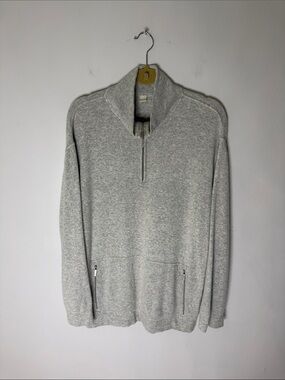 Max Mara Light Grey Half-Zip Knit Sweater Size M/L